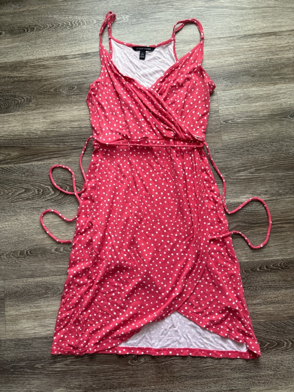 41 Hawthorn Pink Polka Dot Wrap Midi Dress
